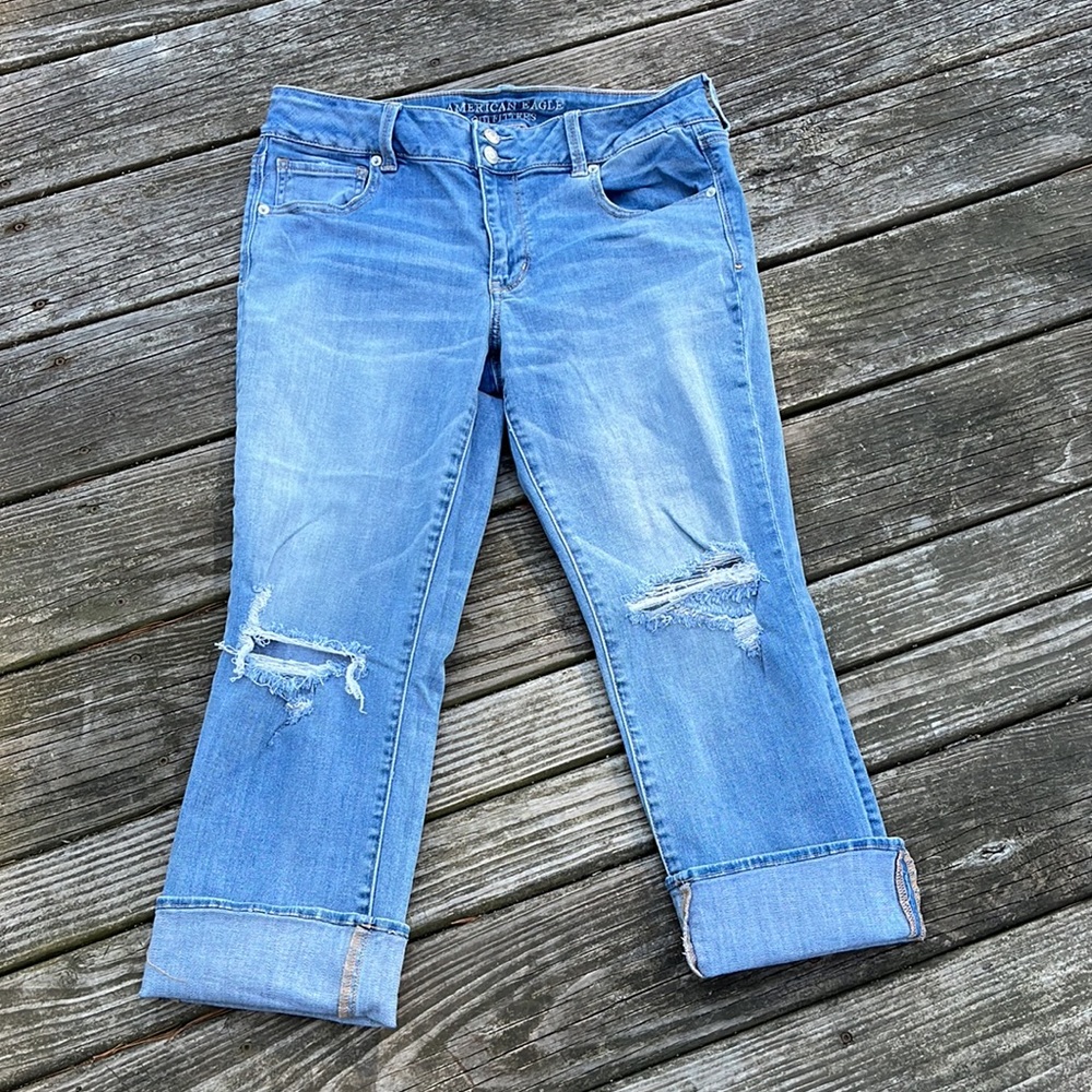 American Eagle Destroyed Super Stretch Artist Crop 14 R